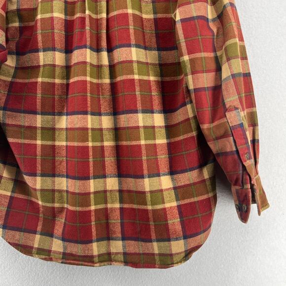 TIMBERLAND Shirt Mens XS Heavy Brushed Flannel Plaid Lumberjack Button Up Red - Picture 10 of 16
